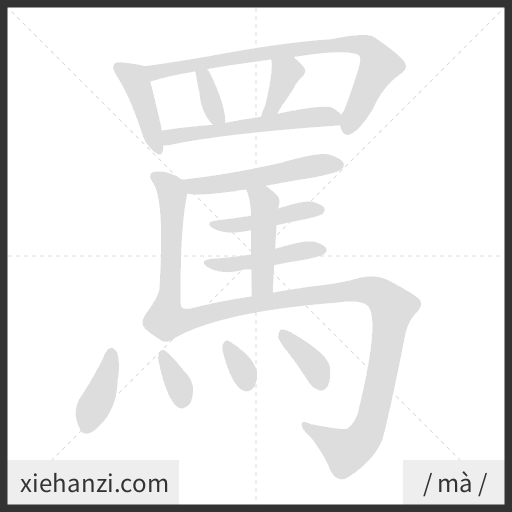 Ảnh động thứ tự nét chữ 罵 - cách viết từng nét