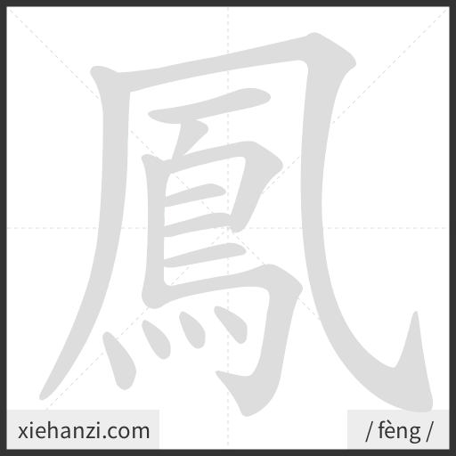 Ảnh động thứ tự nét chữ 鳳 - cách viết từng nét