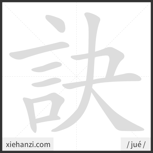 Ảnh động thứ tự nét chữ 訣 - cách viết từng nét