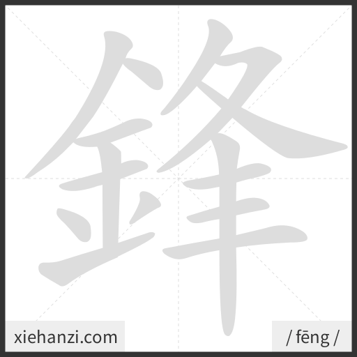 Ảnh động thứ tự nét chữ 鋒 - cách viết từng nét